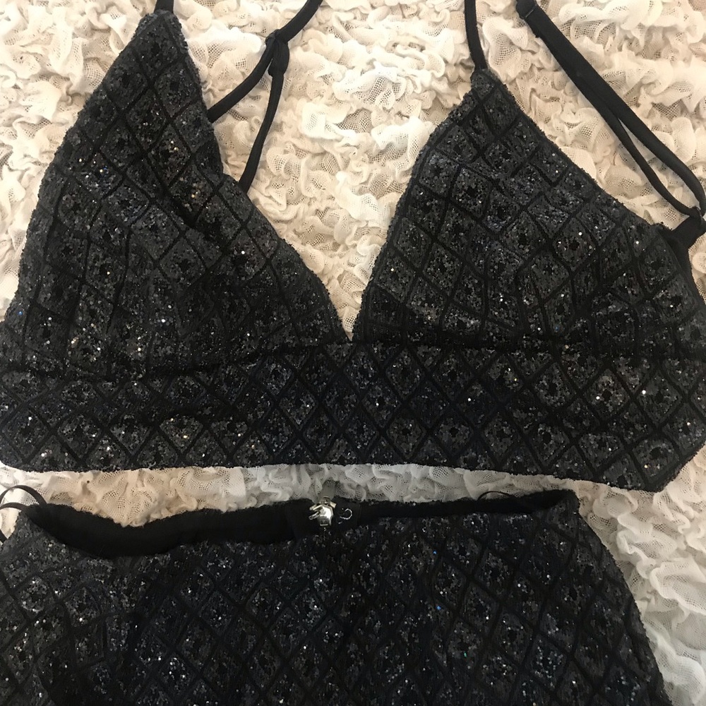 Black sequin two piece